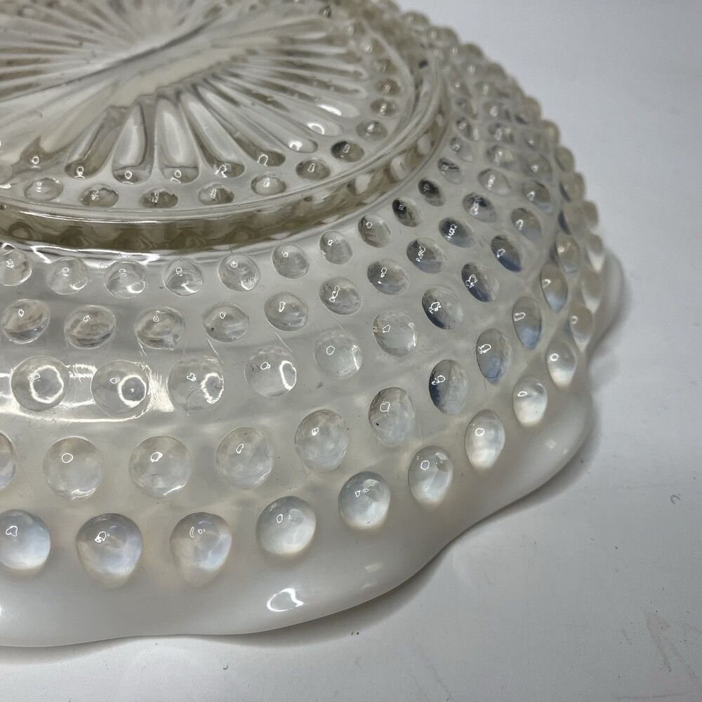 Vtg Moonstone Anchor Hocking Clear Opalescent Hobnail Relish Divided Dish Tray - Picture 6 of 6